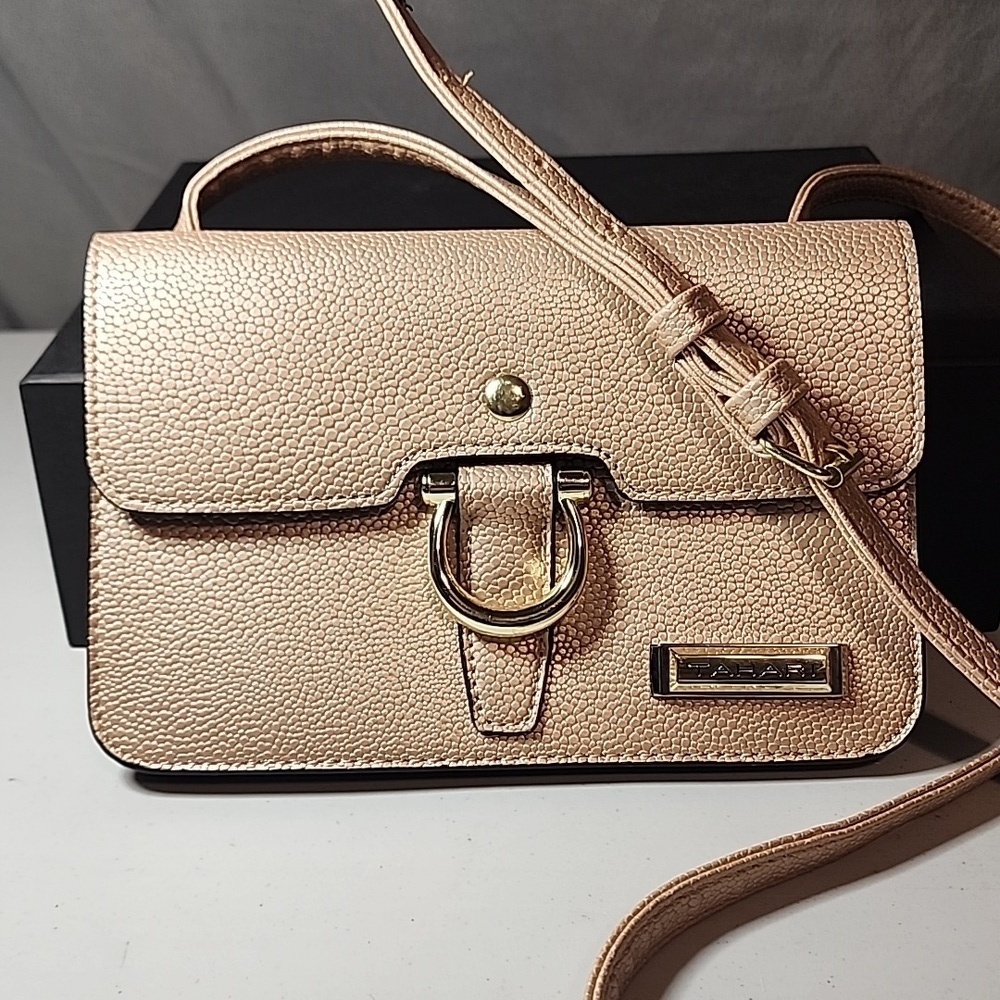 Tahari Rose Gold “Glamper” Mini Crossbody Bag Like New